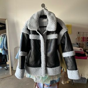 Vegan leather jacket with Sherpa